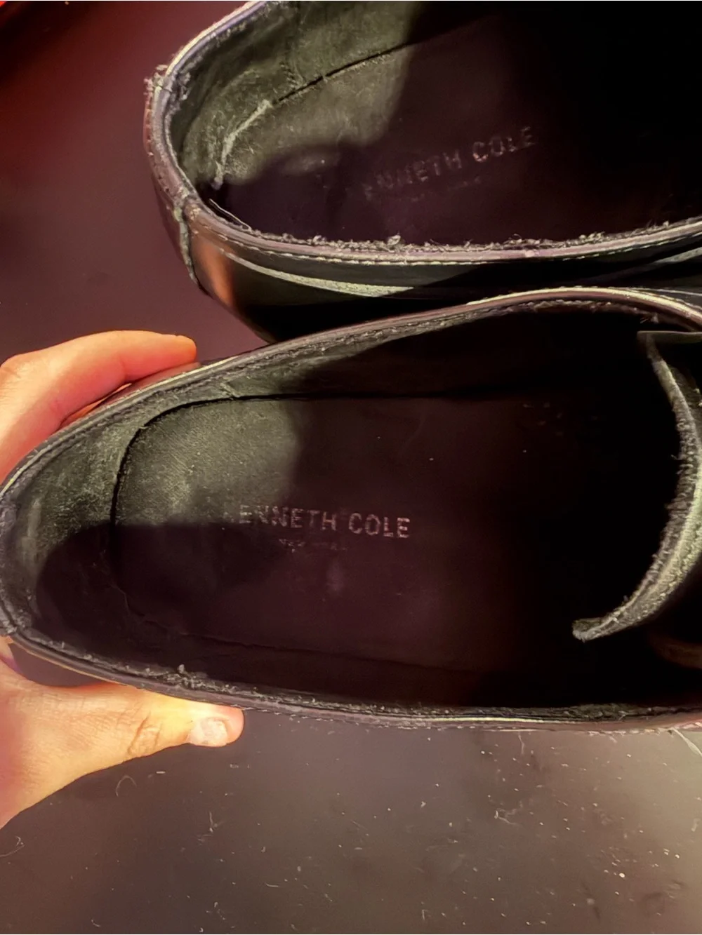 Kenneth Cole Black Leather Lace-Up Oxfords